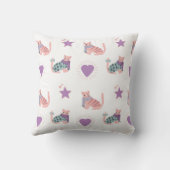 Schattigee roze katten met hart en sterrenpatroon kussen (Achterkant)
