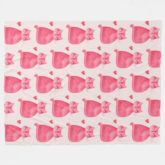 Schattigee roze kattenharten fleece deken (Voorkant (Horizontaal))