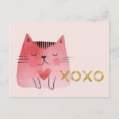 Schattigee Roze Kattenharten Goud XOXO Briefkaart (Voorkant)