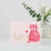 Schattigee Roze Kattenharten Gouden Liefde Briefkaart (Staand voorkant)
