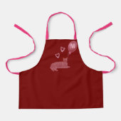 Schattigee Roze Kattenharten Monogrammed Schort (Voorkant)