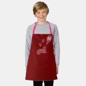 Schattigee Roze Kattenharten Monogrammed Schort (Gedragen)