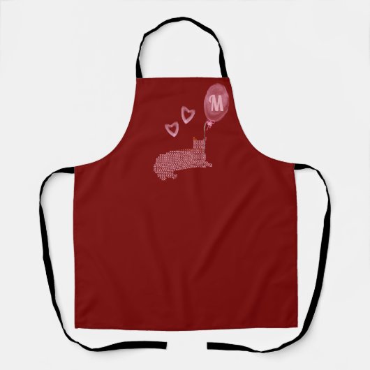 Schattigee Roze Kattenharten Monogrammed Schort (Voorkant)