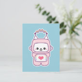 Schattigee Roze Kattenrobot Verjaardagsfeestje Uit Kaart (Staand voorkant)