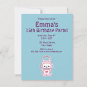 Schattigee Roze Kattenrobot Verjaardagsfeestje Uit Kaart (Achterkant)