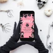 Schattigee Roze Kawai Spooky Time Halloween Party Kaart