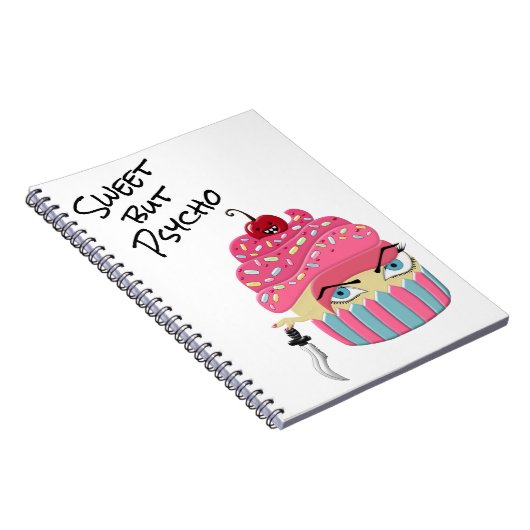 Schattigee Roze Kawaii Cupcake Tekening Enge Hallo Notitieboek (Rechterzijde)