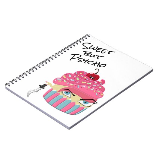 Schattigee Roze Kawaii Cupcake Tekening Enge Hallo Notitieboek (Linkerzijde)