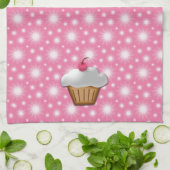 Schattigee roze kersencupcake theedoek (Gevouwen)