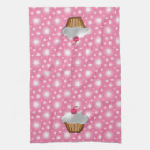 Schattigee roze kersencupcake theedoek (Verticaal)