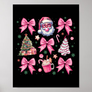 Schattigee Roze Kerst Coquette Bow Santa Hot Cocoa Poster
