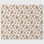 Schattigee Roze Kerst Gingerbread Cookies Patroon Cadeaupapier (Vlak)