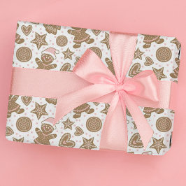 Schattigee Roze Kerst Gingerbread Cookies Patroon Cadeaupapier