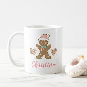 Schattigee Roze Kerst Gingerbread Man Mok