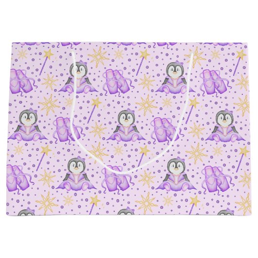 Schattigee Roze Kerst Sugarplum Penguin Groot Cadeauzakje (Voorkant)