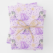 Schattigee Roze Kerst Sugarplum Penguin Inpakpapier Vel (In situ)