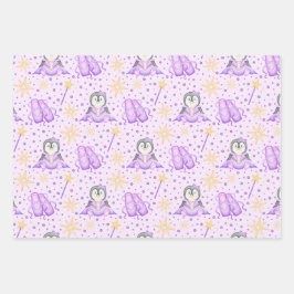 Schattigee Roze Kerst Sugarplum Penguin Inpakpapier Vel