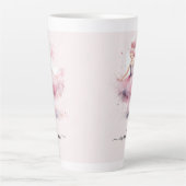 Schattigee roze kerstballerina scriptnaam latte mok (Voorkant)