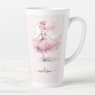 Schattigee roze kerstballerina scriptnaam latte mok
