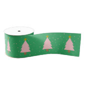 Schattigee roze kerstbomen, Golden Stars Zee Green Grosgrain Lint (Spoel)