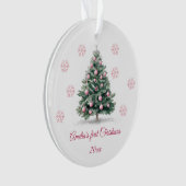 Schattigee roze kerstboom gepersonaliseerde Baby's Ornament (voorkant)