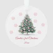 Schattigee roze kerstboom gepersonaliseerde Baby's Ornament (achterkant)