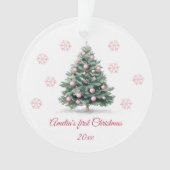 Schattigee roze kerstboom gepersonaliseerde Baby's Ornament (voorkant)