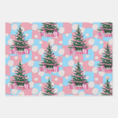 Schattigee roze kerstboom inpakpapier vel (Voorkant 3)