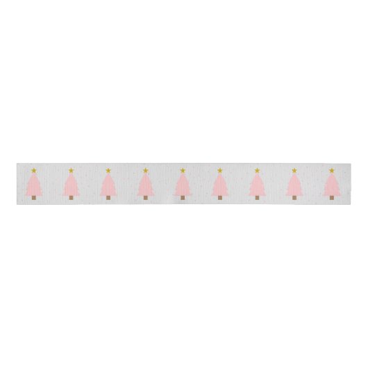 Schattigee roze kerstboomlijn, Golden Stars Grey Grosgrain Lint (Voorkant)