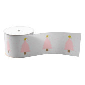 Schattigee roze kerstboomlijn, Golden Stars Grey Grosgrain Lint (Spoel)