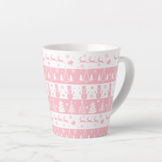 Schattigee roze kerstcadeaus latte mok (Rechterhoek)