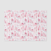 Schattigee Roze Kerstdorp Snowy Day Tissuepapier (Voorkant)
