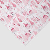 Schattigee Roze Kerstdorp Snowy Day Tissuepapier (Detail)
