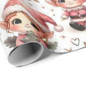 Schattigee roze kerstelven cadeaupapier (Rol Hoek)