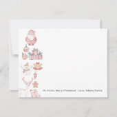 Schattigee roze kerstfamilie notitiekaartje (Voorkant)