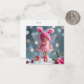 Schattigee roze kerstfee notitiekaartje (Voorkant / Achterkant in situ)