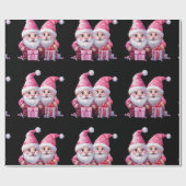 Schattigee roze kerstgnoom cadeaupapier (Vlak)