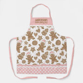 Schattigee Roze Kerstkoekjes Bakken Crew Schort (Voorkant)