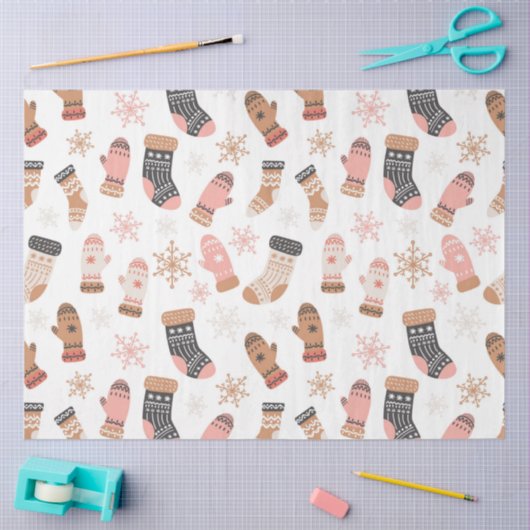 Schattigee roze kerstkousen Sokken Sneeuwvlokken Tissuepapier (Craft)