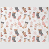 Schattigee roze kerstkousen Sokken Sneeuwvlokken Tissuepapier (Voorkant)