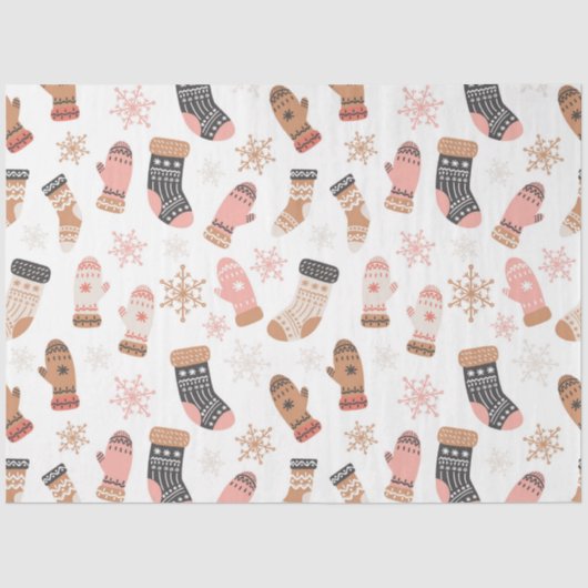 Schattigee roze kerstkousen Sokken Sneeuwvlokken Tissuepapier (Voorkant)