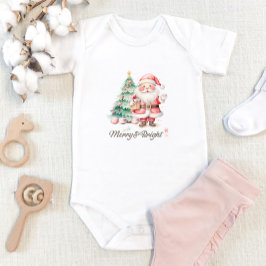 Schattigee roze kerstman en kerstboom romper