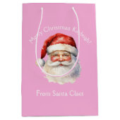 Schattigee Roze Kerstman Gepersonaliseerde Meisjes Medium Cadeauzakje (Voorkant)