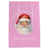 Schattigee Roze Kerstman Gepersonaliseerde Meisjes Medium Cadeauzakje (Achterkant)