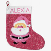 Schattigee roze kerstman magenta kerstvakantie grote kerstsok (Voorkant)