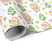 Schattigee Roze Kersttijgers Kinder Cadeaupapier (Rol Hoek)