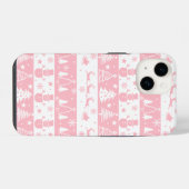 Schattigee roze kerstwinter iPhone hoesje (Achterkant horizontaal)