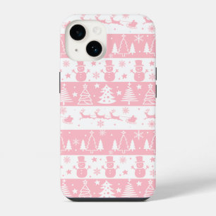 Schattigee roze kerstwinter iPhone 14 hoesje
