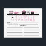 Schattigee Roze Keuken Gadgets Bruids Recept Kaart<br><div class="desc">Schattige Vrijgezellenfeest Keuken Recept Kaarten met turquoise roze en zwarte schetsen van borden, potten, kommen en keukengerei. De voorkant van onze receptenkaart biedt ruimte voor een receptentitel, uit de keuken van ingrediënten en ruimte. Flip onze receptenkaart over naar uitzicht richtingen, voorbereidingstijd en totale tijd. Bezoek onze winkel voor bijpassende bruids...</div>