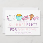 Schattigee roze kind sluimer partij verjaardagsuit kaart (Voorkant)